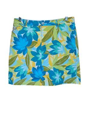 Floral Print Skort Classic Fit Vibrant Blues & Yellows Spring golf outdoors